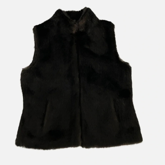 Edit by Jeanne Beker Faux Fur Vest Dark Brown Size Medium Retro Streetwear - Picture 4 of 13
